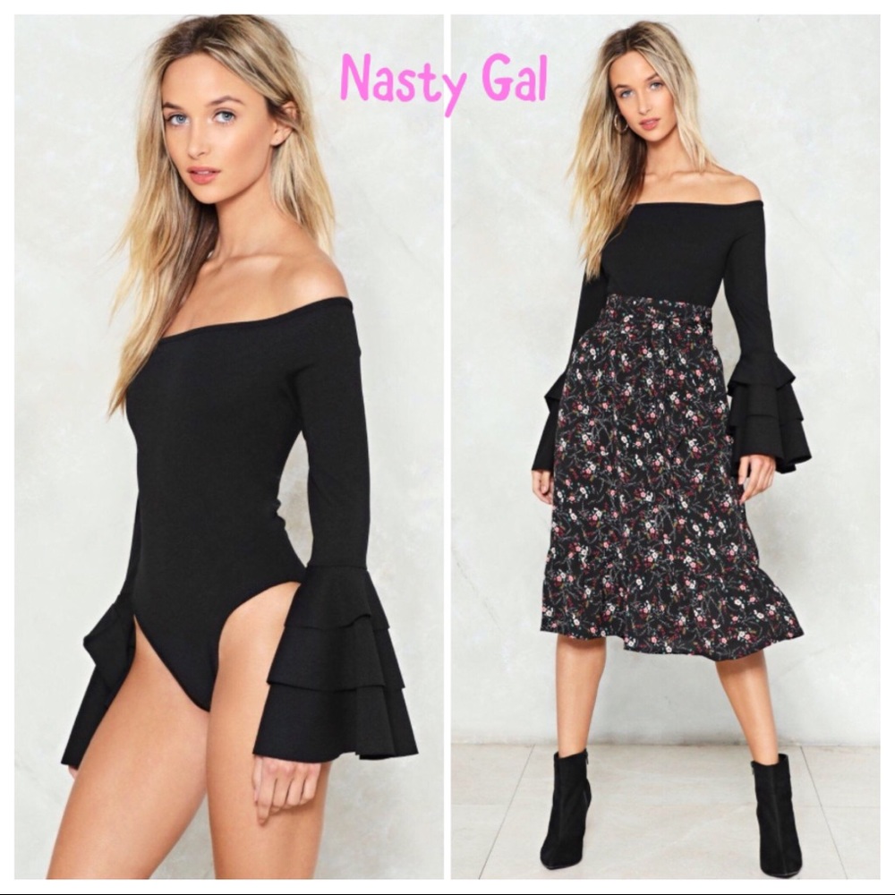 Nasty Gal Tier Up Off The Shoulder Bodysuit